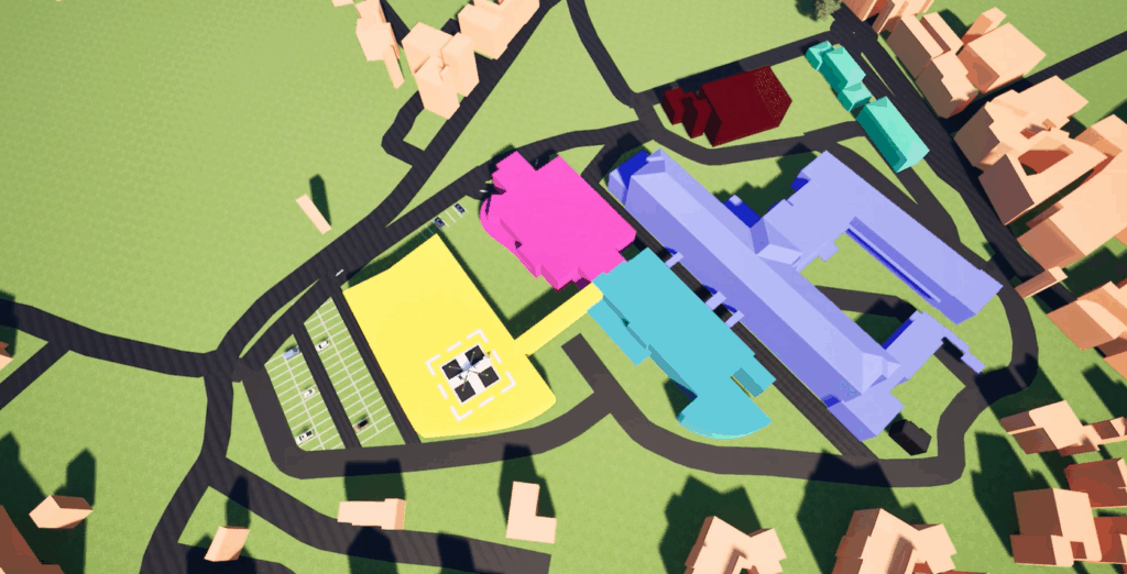 Plan de l'hôpital Jean Marcel à Brignoles avec la projection du bâtiment Ville-Hôpital. - Agrandir l'image, fenêtre modale